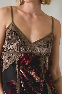 UO Devore Coin Detail Velvet Hanky Hem Tunic Tank Top