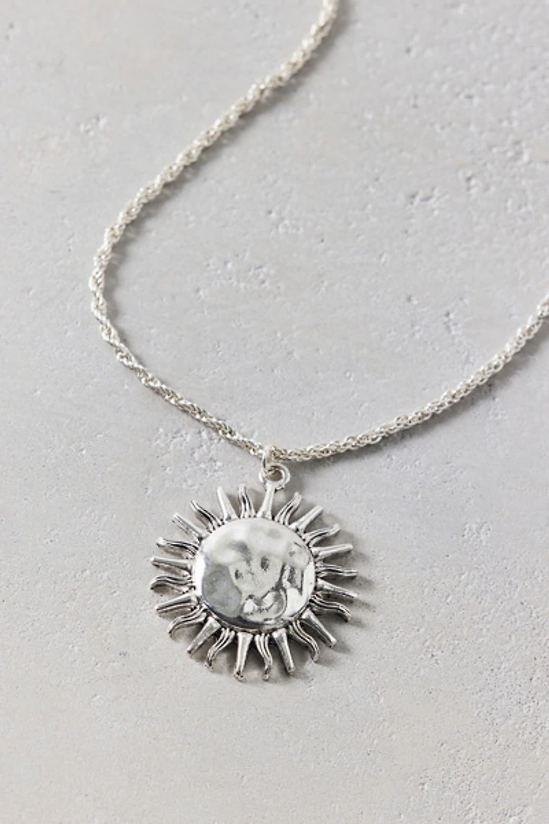 Hammered Sun Pendent Necklace