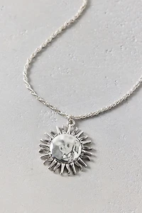 Hammered Sun Pendent Necklace