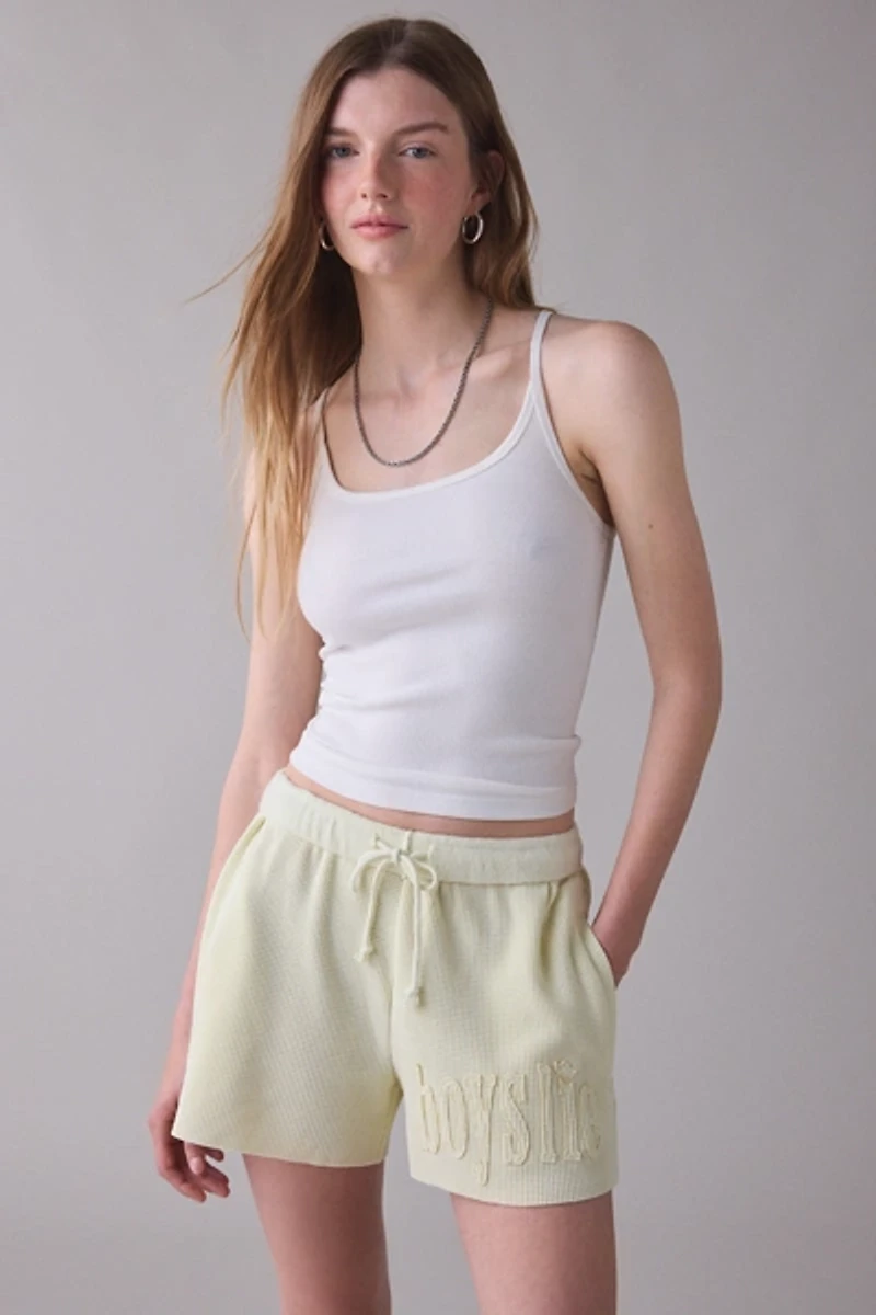 Boys Lie Butter Me Up Stitched Graphic Basic Shorts