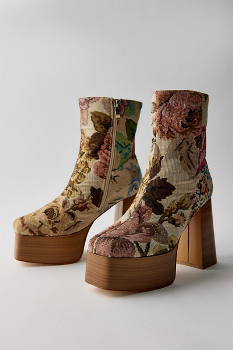 Azalea Wang Zilpah Floral Brocade Booties