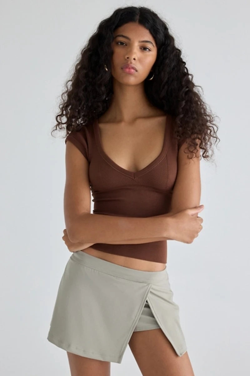 Out From Under Saturday Sculpt Slit Mini Skort