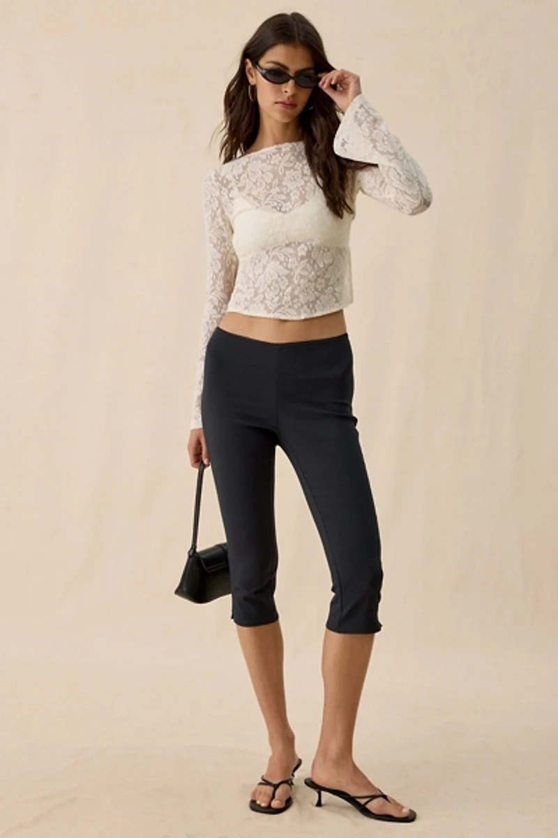 Motel Halfi Open-Back Bell Sleeve Crochet Lace Top
