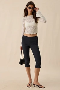Motel Halfi Open-Back Bell Sleeve Crochet Lace Top