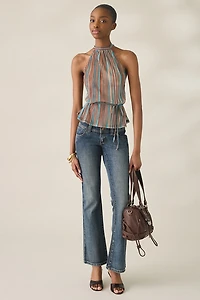 Motel Brienne Tie-Waist High Halter Neck Top
