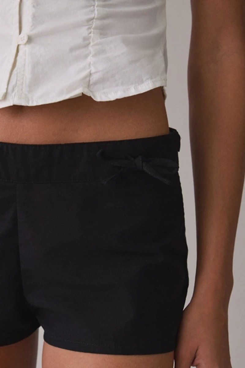 Motel Blazy Tie-Detail Low-Rise Micro Shorts
