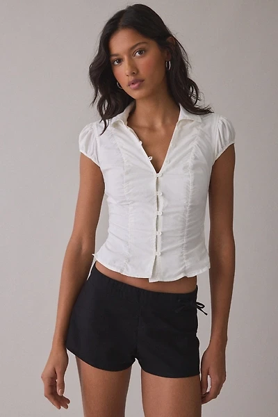 Motel Blazy Tie-Detail Low-Rise Micro Shorts