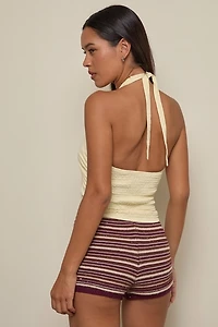 Motel Lasy Wrap High Halter Neck Top