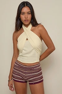 Motel Lasy Wrap High Halter Neck Top