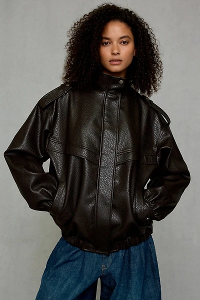 Azalea Wang UO Exclusive Narelle Oversized Faux Leather Bomber Jacket