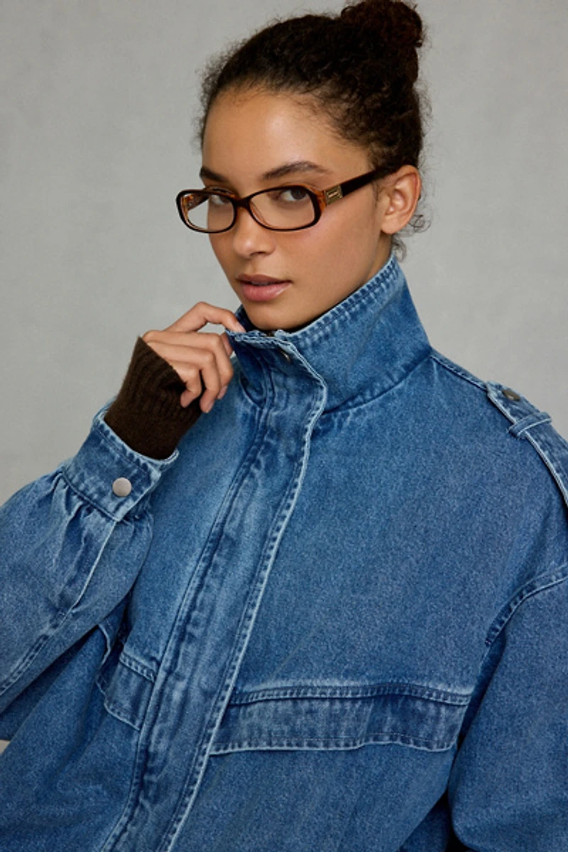 Azalea Wang UO Exclusive Narelle Oversized Denim Bomber Jacket