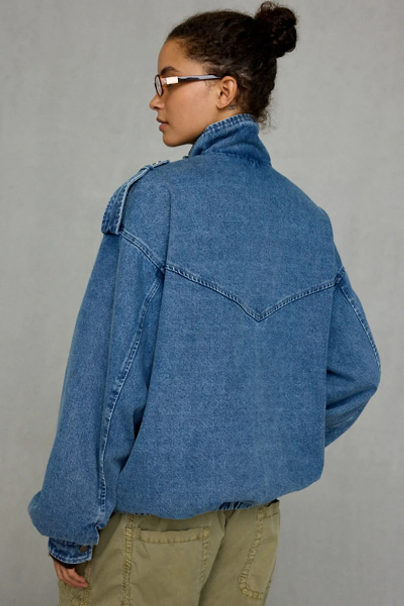 Azalea Wang UO Exclusive Narelle Oversized Denim Bomber Jacket