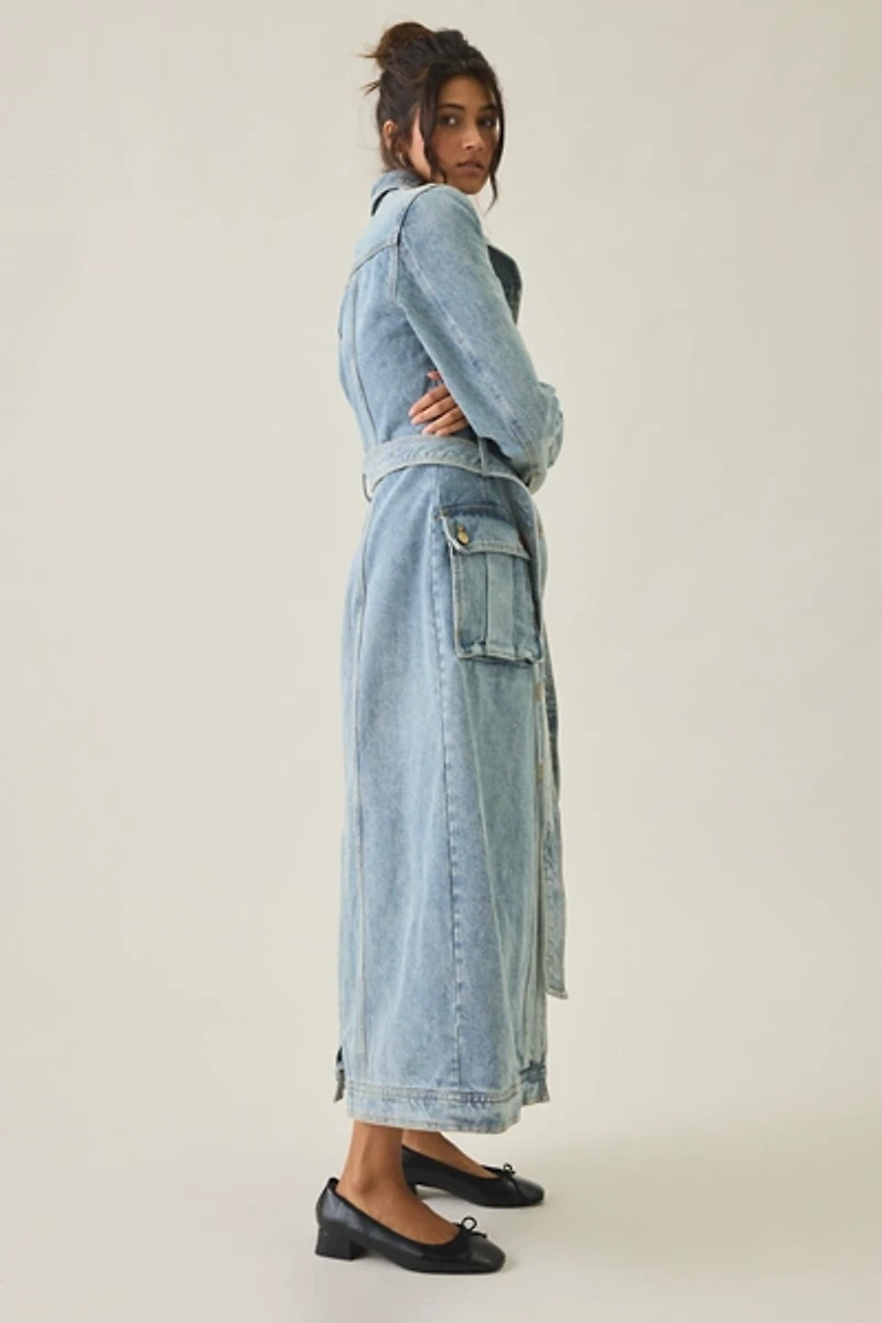 Azalea Wang Lucienne Longline Denim Trench Coat