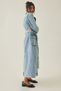 Azalea Wang Lucienne Longline Denim Trench Coat