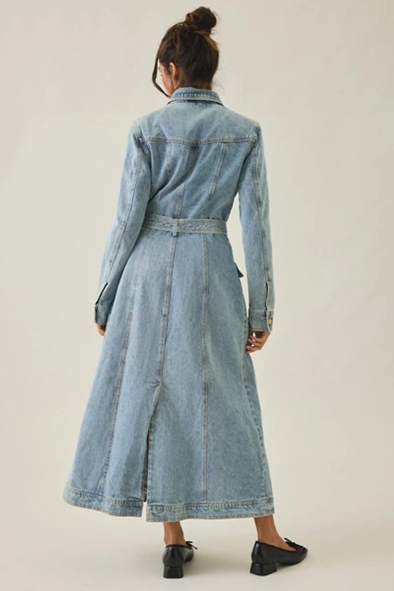 Azalea Wang Lucienne Longline Denim Trench Coat