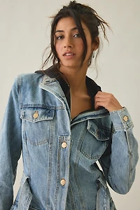 Azalea Wang Lucienne Longline Denim Trench Coat