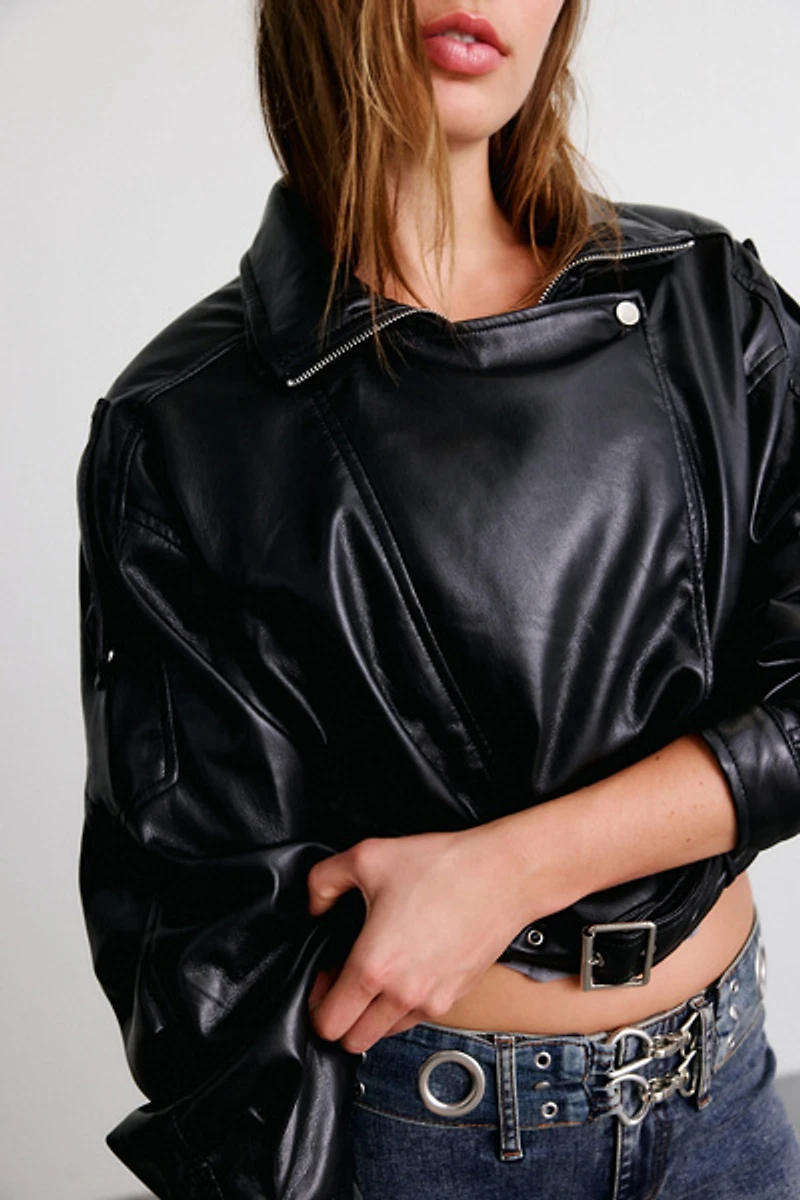 Azalea Wang Papoose Faux Leather Moto Jacket