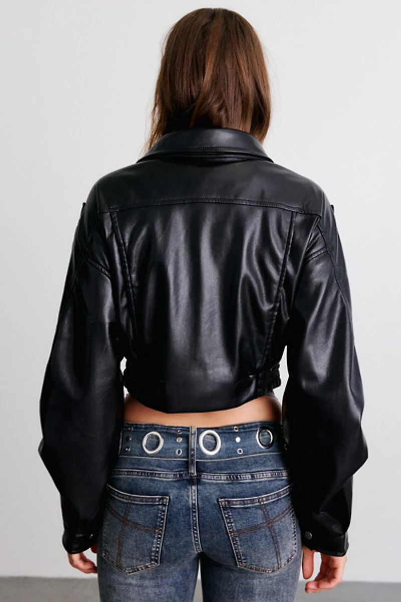 Azalea Wang Papoose Faux Leather Moto Jacket