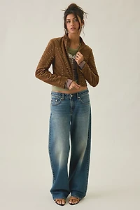 Azalea Wang Silza Studded Faux Suede Moto Jacket