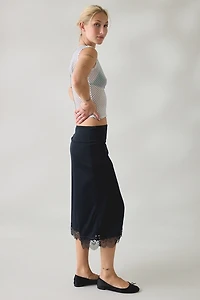 Kimchi Blue Early Mornings Lace Trim Slip Midi Skirt