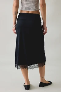 Kimchi Blue Early Mornings Lace Trim Slip Midi Skirt