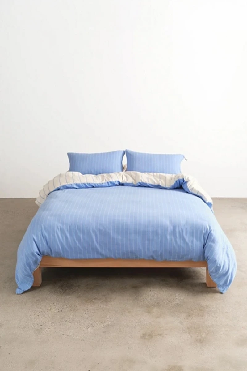 Hommey Reversible Striped Cotton Sateen Duvet Cover