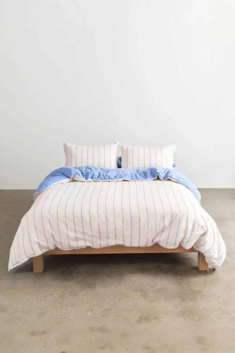 Hommey Reversible Striped Cotton Sateen Duvet Cover