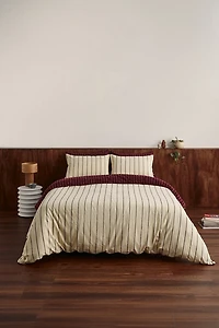 Hommey Reversible Striped Cotton Sateen Duvet Cover