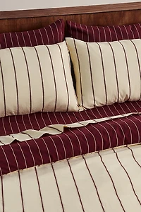 Hommey Reversible Striped Cotton Sateen Duvet Cover