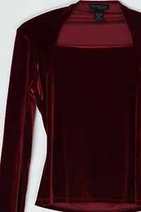 Vintage Y2k Dark Red Velvet Top