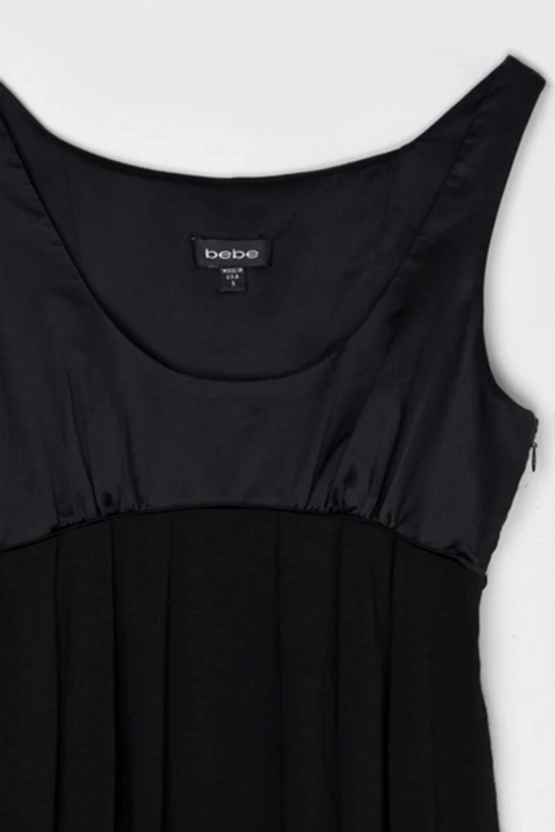 Vintage Y2k Ruched Black Mini Dress with Tie