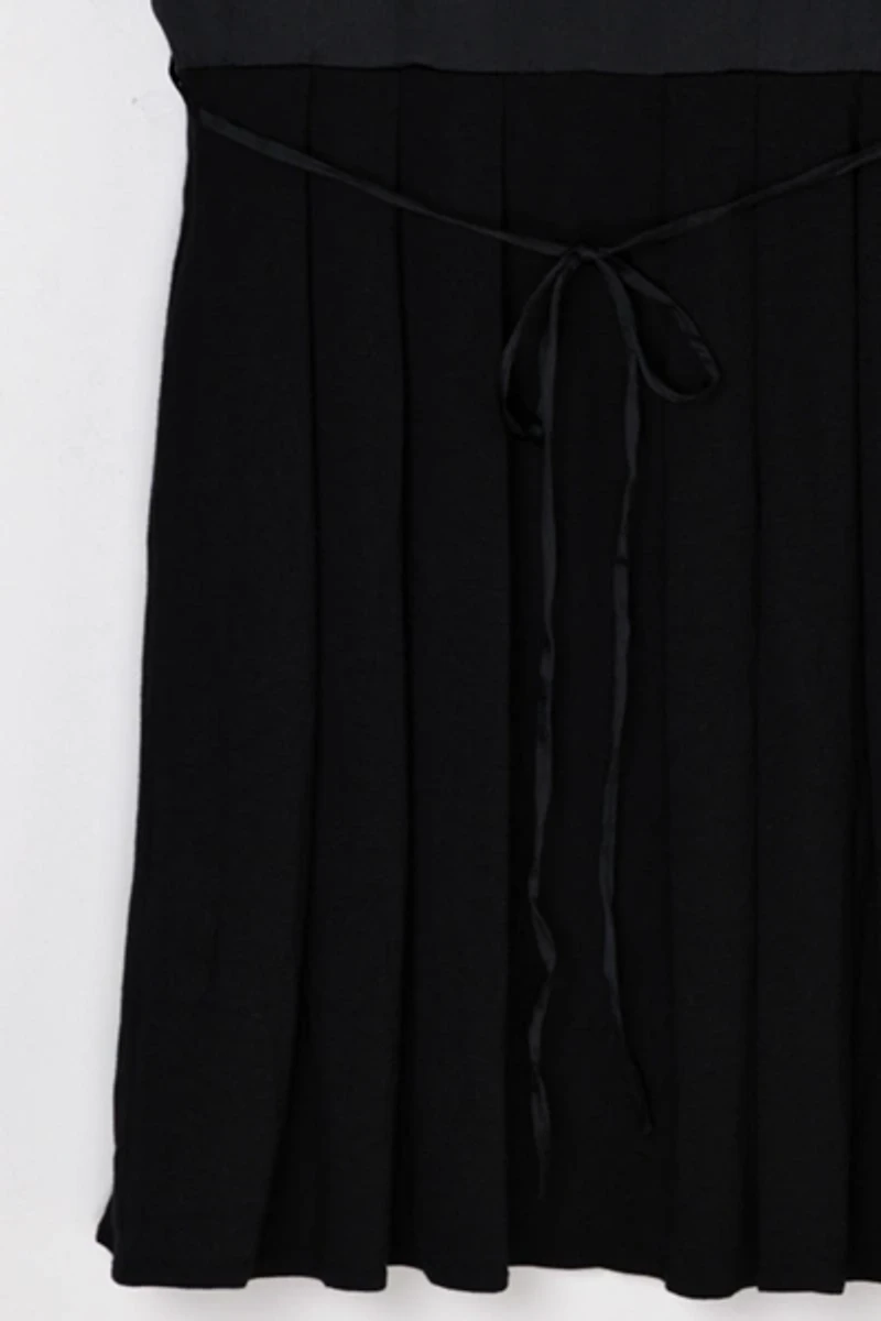 Vintage Y2k Ruched Black Mini Dress with Tie