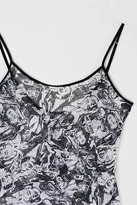 Vintage Y2k Marilyn Monroe Printed Mesh Mini Dress