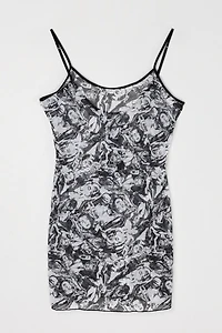 Vintage Y2k Marilyn Monroe Printed Mesh Mini Dress