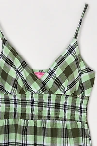 Vintage Y2k Lime & Black Plaid Mini Dress