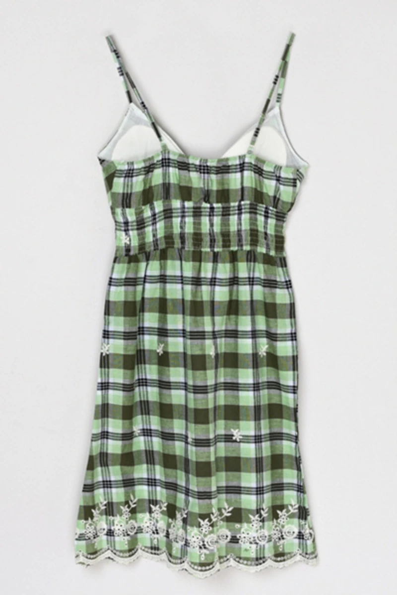 Vintage Y2k Lime & Black Plaid Mini Dress