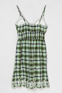 Vintage Y2k Lime & Black Plaid Mini Dress