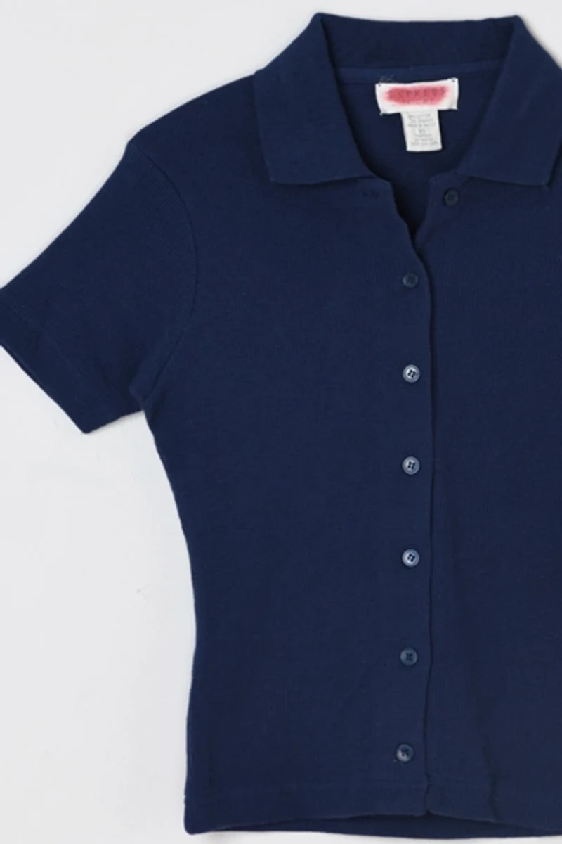 Vintage Y2k Dark Blue Buttoned Top