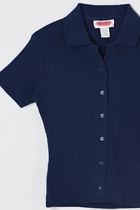 Vintage Y2k Dark Blue Buttoned Top