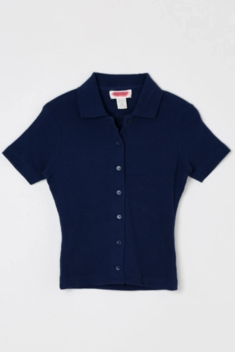 Vintage Y2k Dark Blue Buttoned Top