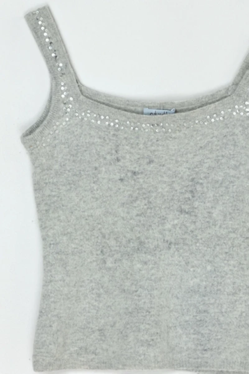 Vintage Y2k Lambswool & Angroa Knit Tank Top with Sequins
