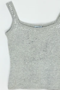 Vintage Y2k Lambswool & Angroa Knit Tank Top with Sequins