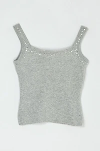 Vintage Y2k Lambswool & Angroa Knit Tank Top with Sequins