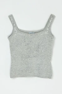 Vintage Y2k Lambswool & Angroa Knit Tank Top with Sequins