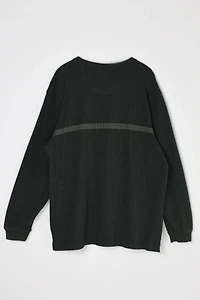 Vintage Y2k Dark Green Striped Ribbed Sweatshirt