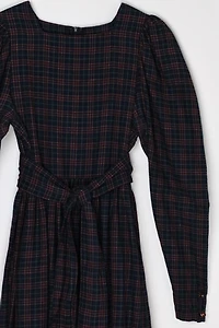 Vintage 90s Laura Ashley Plaid Belted Puff Sleeve Dress