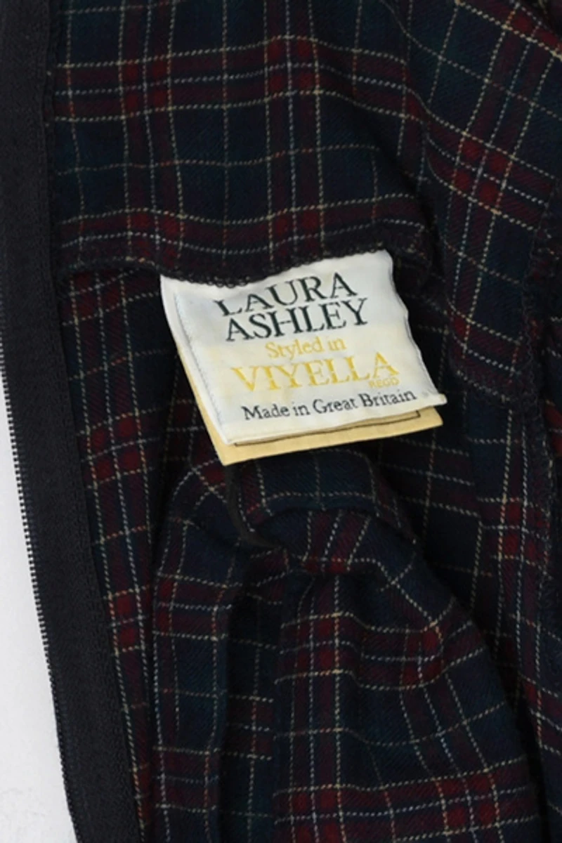 Vintage 90s Laura Ashley Plaid Belted Puff Sleeve Dress