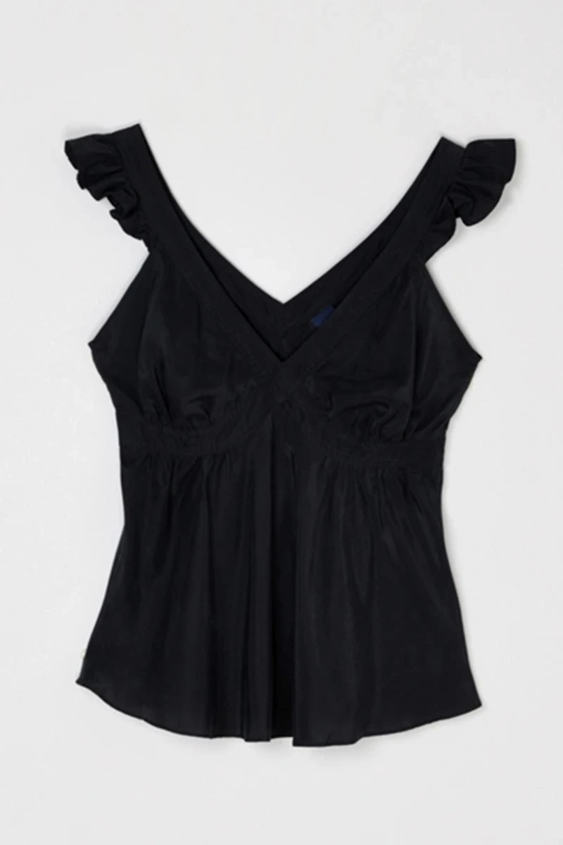 Vintage Y2k Ruffled Silk Top