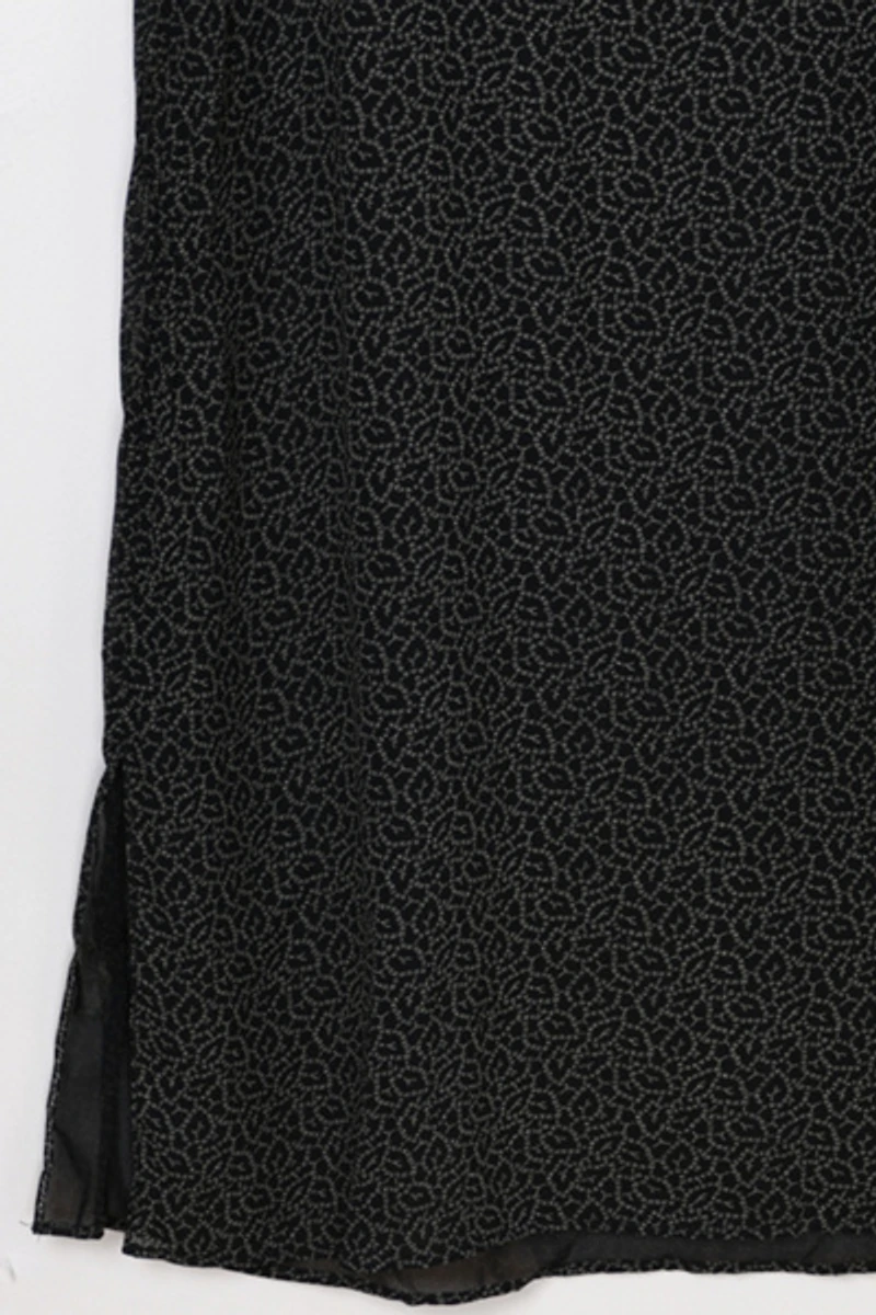 Vintage Y2k Black & Grey Printed Semi-Sheer Ankle-Length Dress