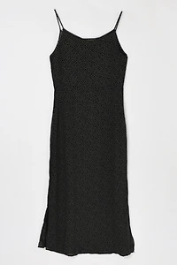 Vintage Y2k Black & Grey Printed Semi-Sheer Ankle-Length Dress